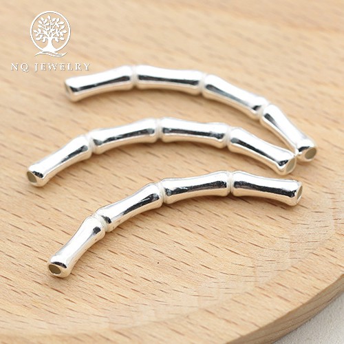 Charm bạc hình ống đốt tre xỏ ngang - NQ Jewelry