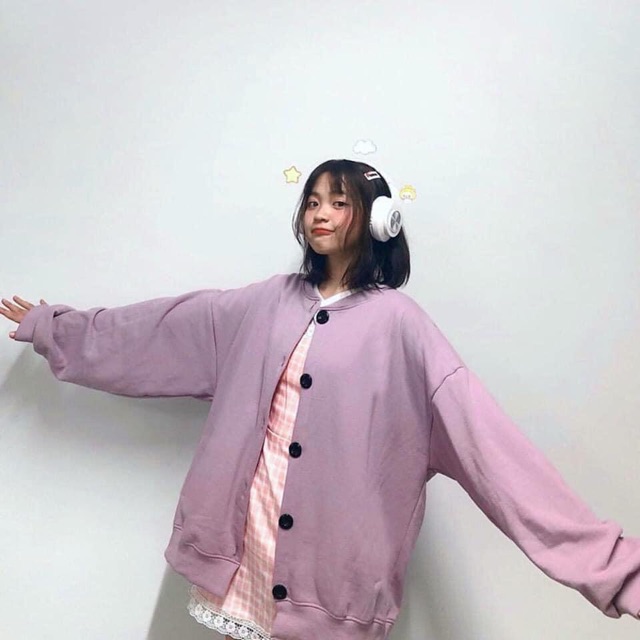 Áo Khoác Cardigan Basic Unisex Purple Ảnh Thật