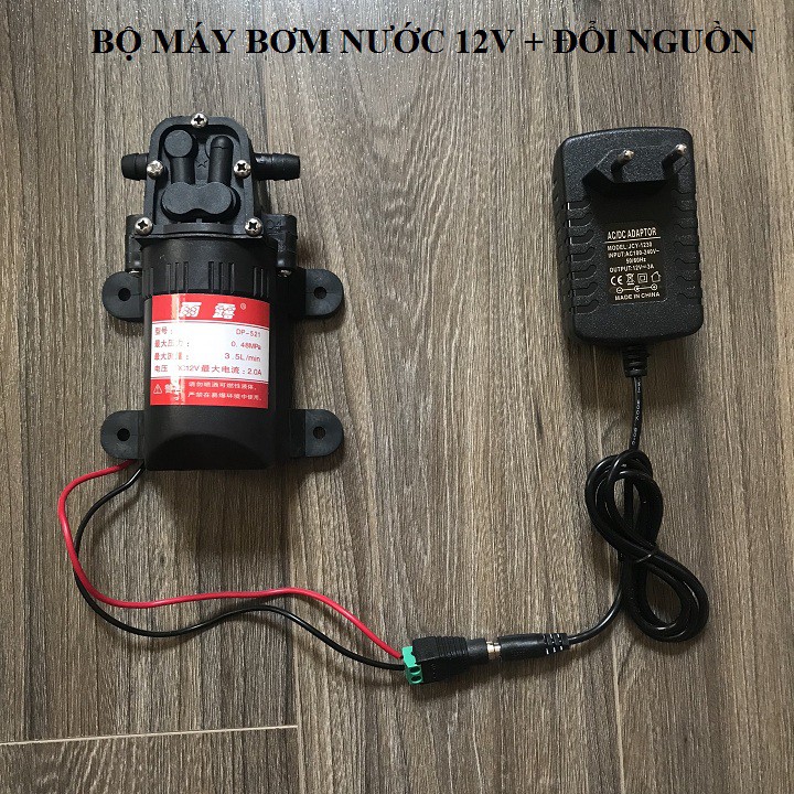 máy bơm nước mini 12V,máy bơm phun sương - kềm cục adapter 12v3a