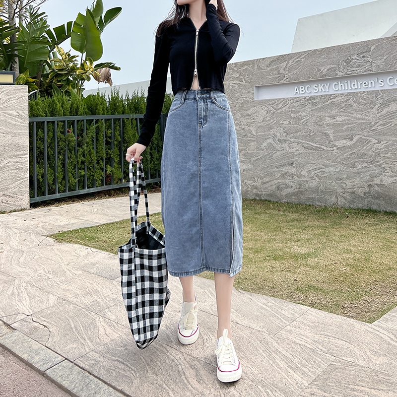 Chân Váy Jeans Dài Xẻ Tà Thời Trang Dành Cho Nữ