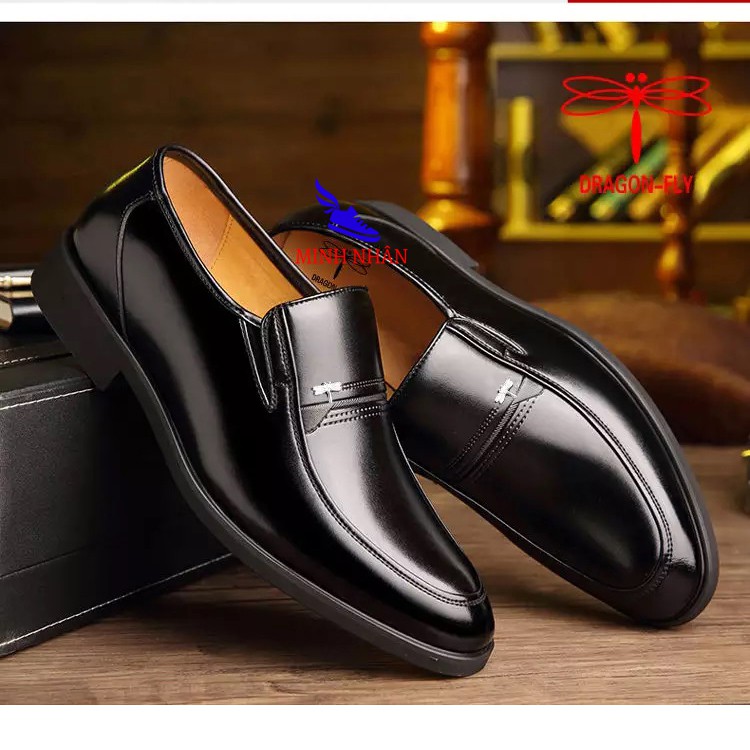 Giày tây nam da bò thật dành cho người trẻ, trung niên,cao niên hàng hiệu cao cấp giá rẻ của bố O-6 nâu đen