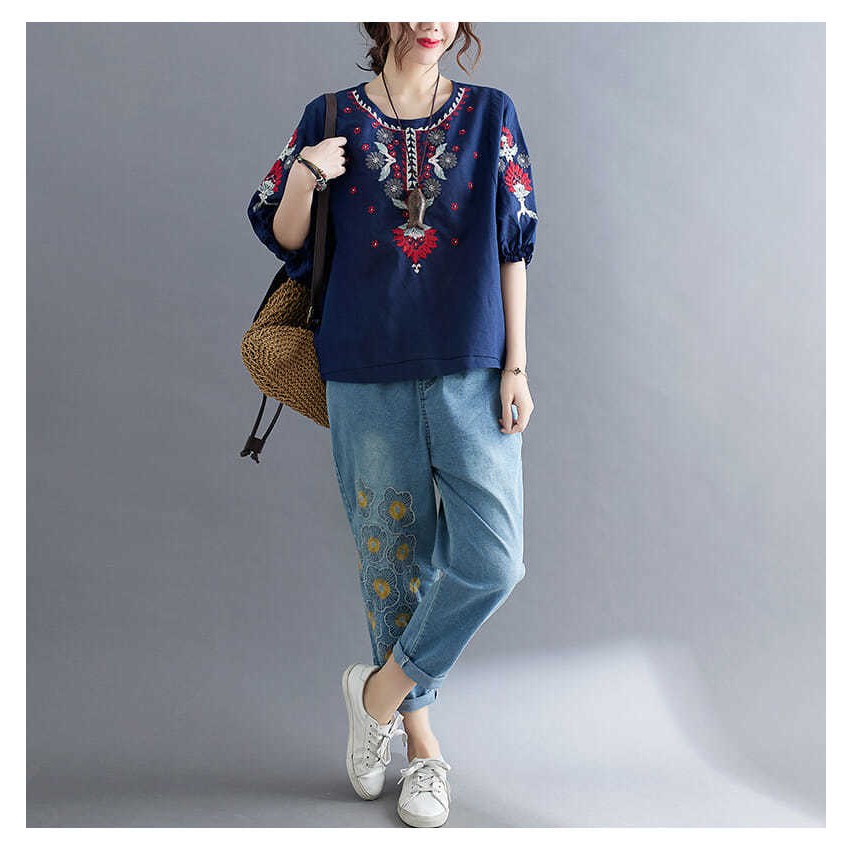 Áo Nữ Tay Lỡ Cổ Tròn Thời Trang Hàn | BigBuy360 - bigbuy360.vn