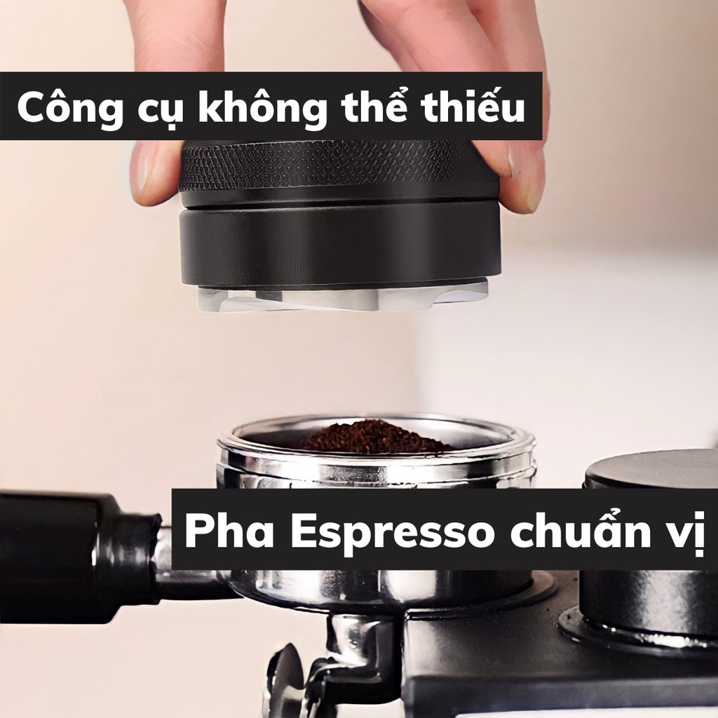 OCD nén cà phê chia 3 lưỡi 51mm tamper nén cafe inox 304 cao cấp thiết kế nguyên khối kích thước 51-53-58 mm