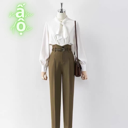 05nẤm độc Quần beggy cạp cao sẻ V kèm đai lưng trẻ trung đủ size với mọi vóc dáng