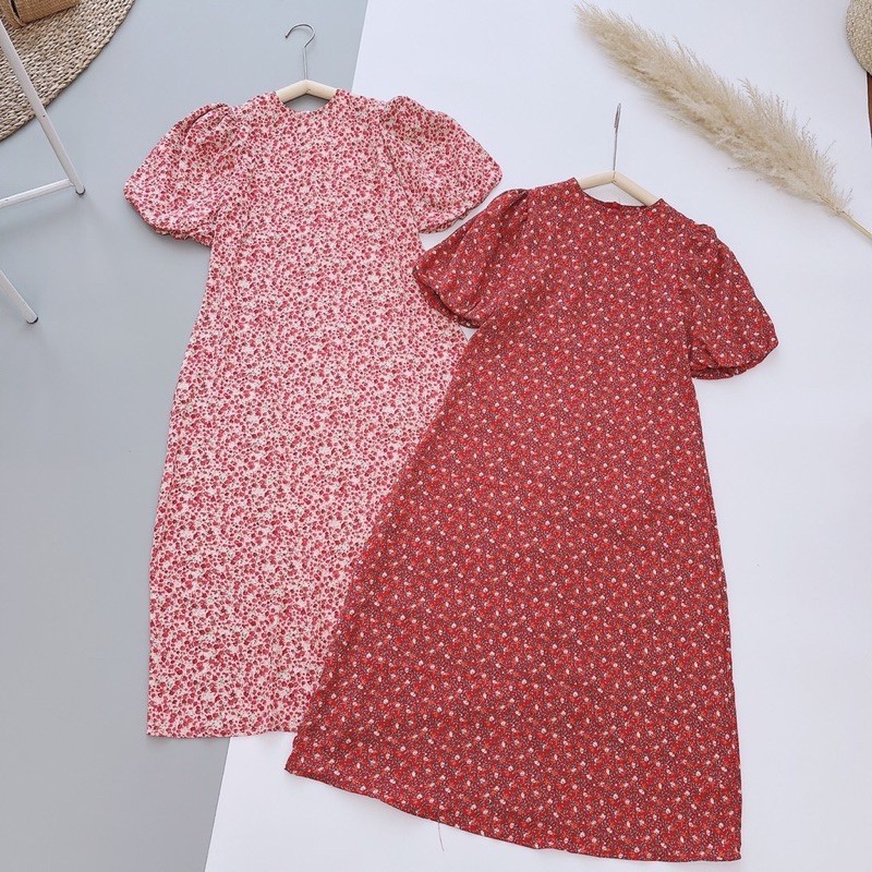 ❤️sỉ❤️ váy suông hoa nhí đỏ khoá dọc cho con ti