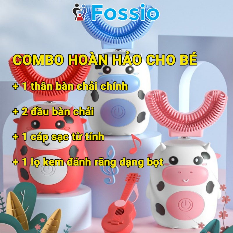 Bàn chải điện đánh răng cho bé FOSSIO E300 Combo giúp bé chải sạch răng miệng tốt nhất