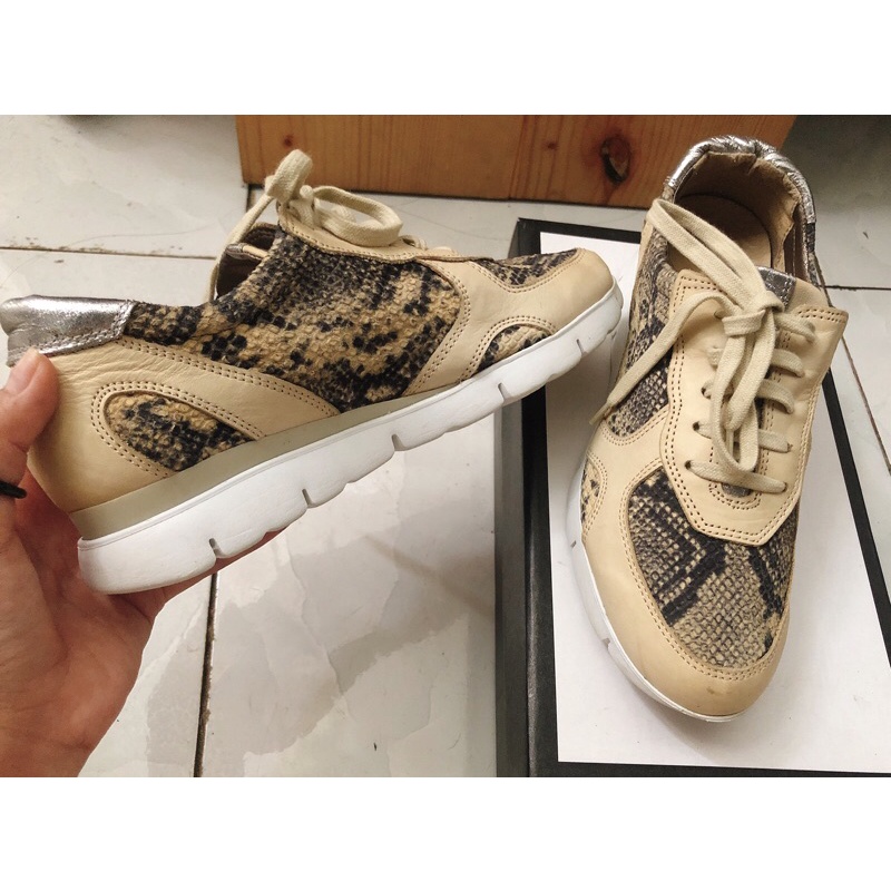 Giày Sneaker Hiệu The Flexx Da Mộc Đế Độn 4phân Size Cô Tấm 34, 35