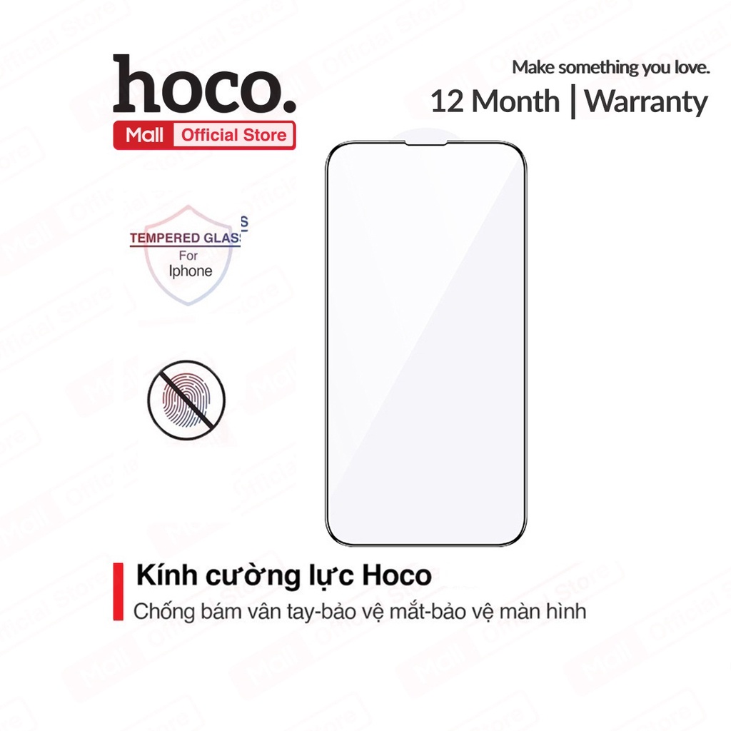 Kính cường lực cho iPhone 13 Pro Max full màn hình 9H Hoco G7 chống bám vân tay, bảo vệ mắt