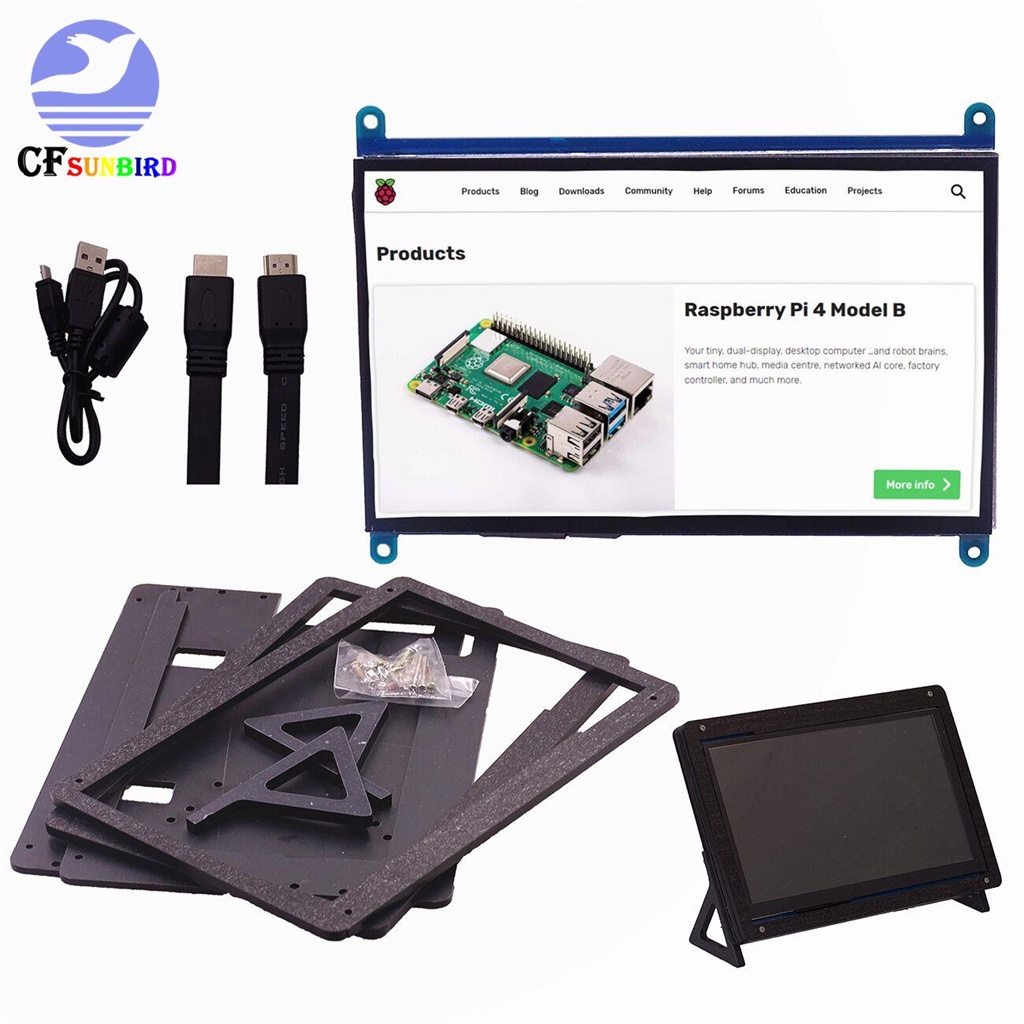 Màn hình cảm ứng IPS 7 Inch cho Raspberry Pi 4, 1024X600 Màn hình cảm ứng LCD HDMI điện dung Màn hìn