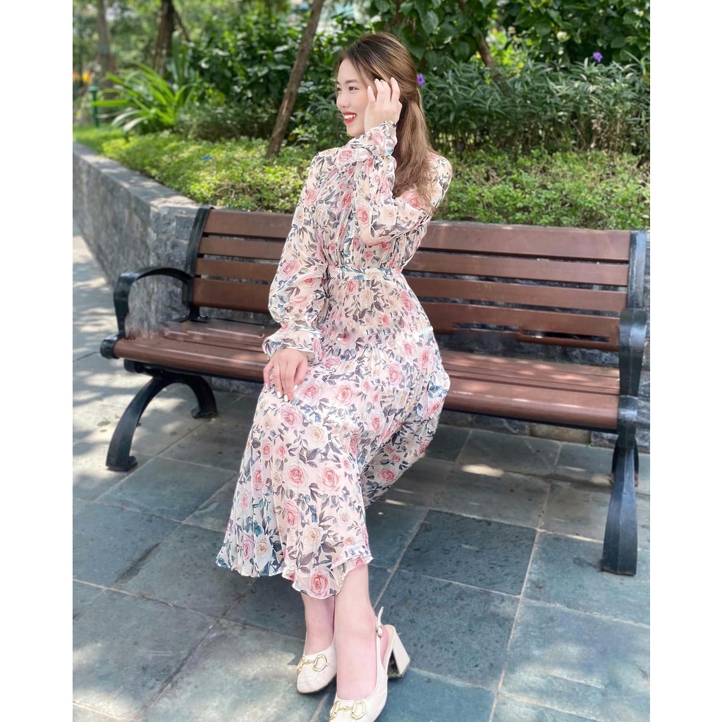 Váy tơ hoa hồng siêu xinh