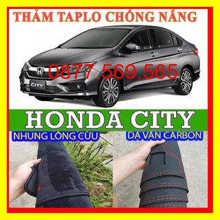 Cao cấp- thảm taplo honda city 2021-2020 2010-2014-2018-2019 da vân carbon-nhung lông cừu