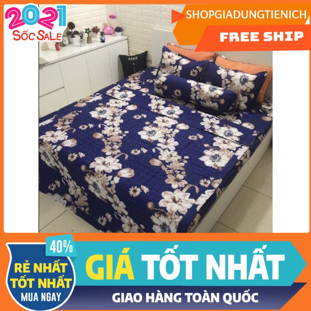 Ga gối poly 1,6m dây hoa nền xanh tím than