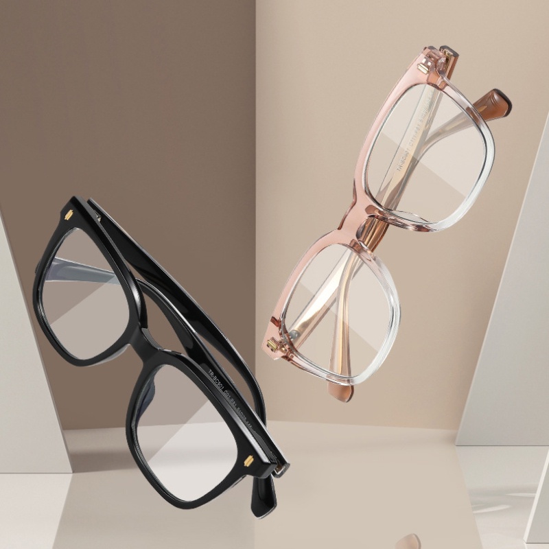 Mắt Kính TR90 Gọng Vuông Siêu Nhẹ Màu Xanh Dương Thời Trang Cổ Điển Cho Nam Và Nữ