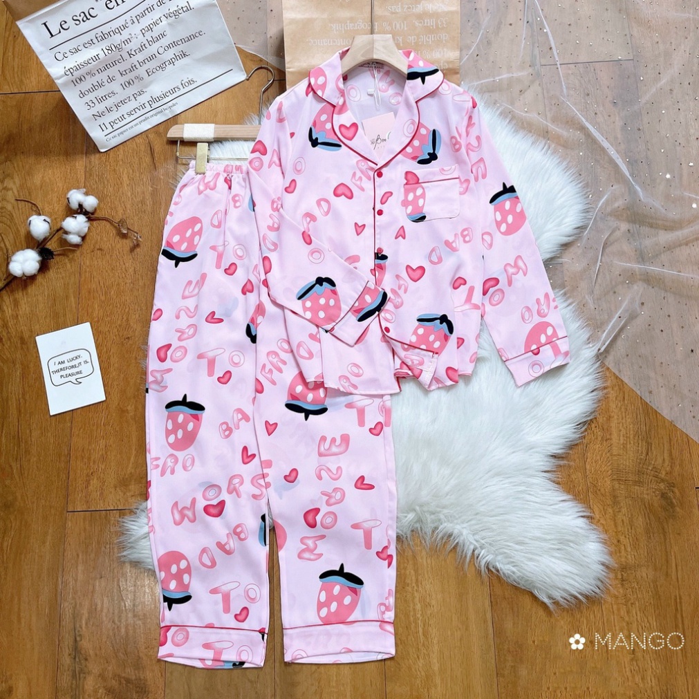 Bộ Quần Áo Ngủ Cho Bé Gái Pijama Lụa Mango Dài Tay Cao Cấp Từ 13-42kg - Babimama - BPN56