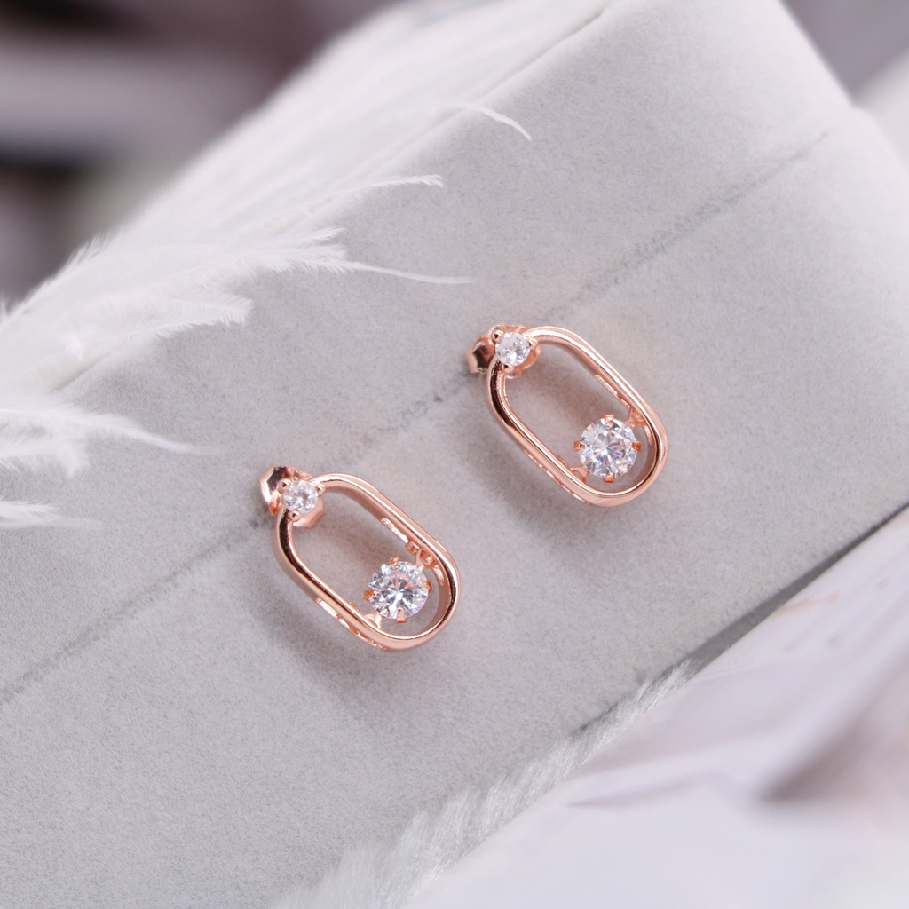 Bông Tai Pha Lê Hình Bầu Dục Nhịp Tim Dễ Thương Thời Trang Mùa Hè Cho Nữ