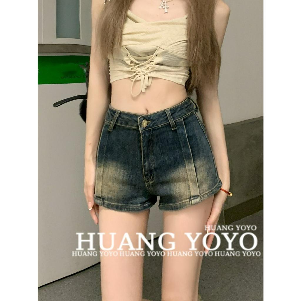 Quần Short Denim Lưng Cao Phong Cách Mỹ Thời Trang Mùa Hè Quyến Rũ Cho Nữ
