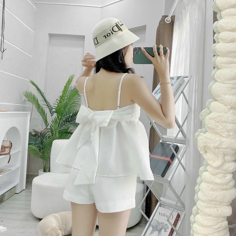 SET BBD XỐP NƠ LƯNG 2 DÂY + SHORT