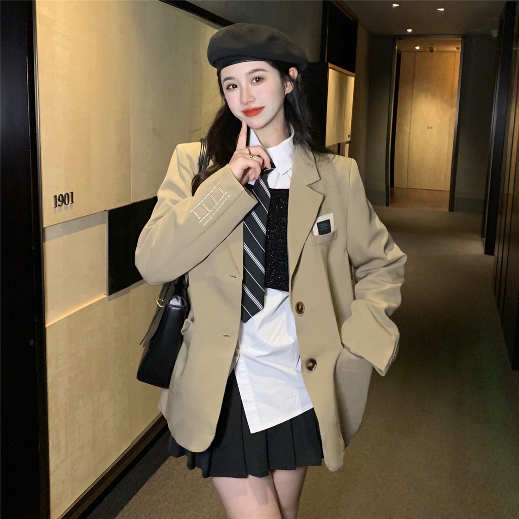 Áo blazer mùa xuân nữ sinh phiên bản Hàn Quốc-HC699.Ảnh thật 4 hình cuối