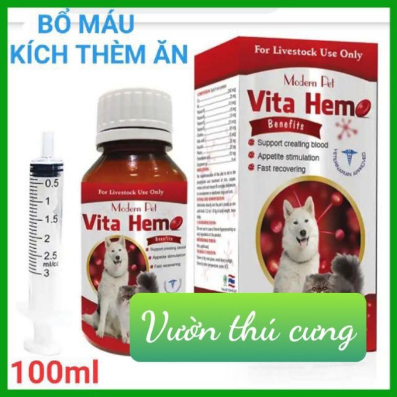 VITA HEMO - TẠO MÁU , KÍCH THÍCH THÈM ĂN, PHỤC HỒI SỨC KHOẺ NHANH CHO THÚ CƯNG