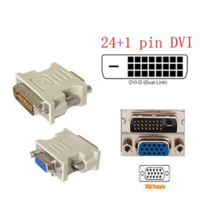 Đầu chuyển DVI to VGA chuẩn 24+1, 24+5  loại tốt, dễ dàng cài đặt