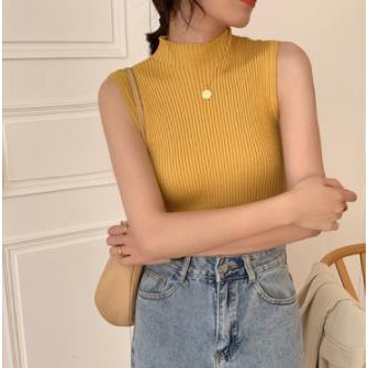 Áo dệt kim không tay phong cách retro Hong Kong cho nữ