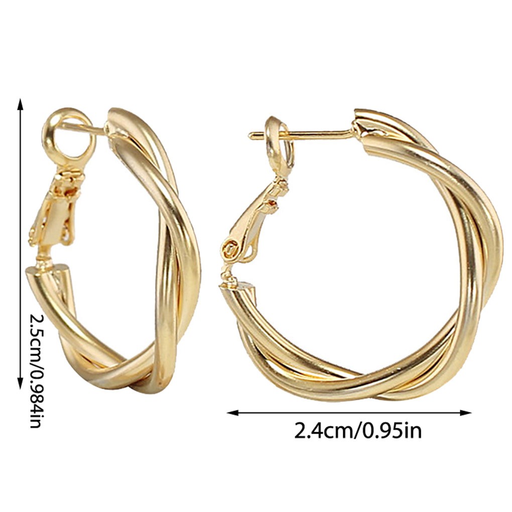 Khuyên Tai Hợp Kim Dạng Xoắn Mạ Vàng / Bạc Thiết Kế Thời Trang