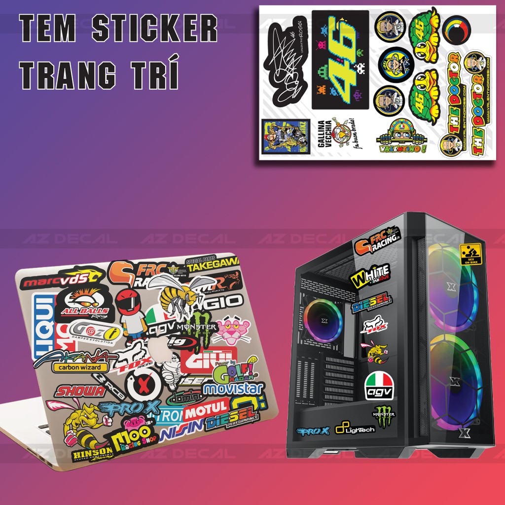 Set Sticker Dán Xe Chủ Đề Rossi | Trang Trí Xe Máy, Xe Điện, Nón Bảo Hiểm, Laptop, Điện Thoại