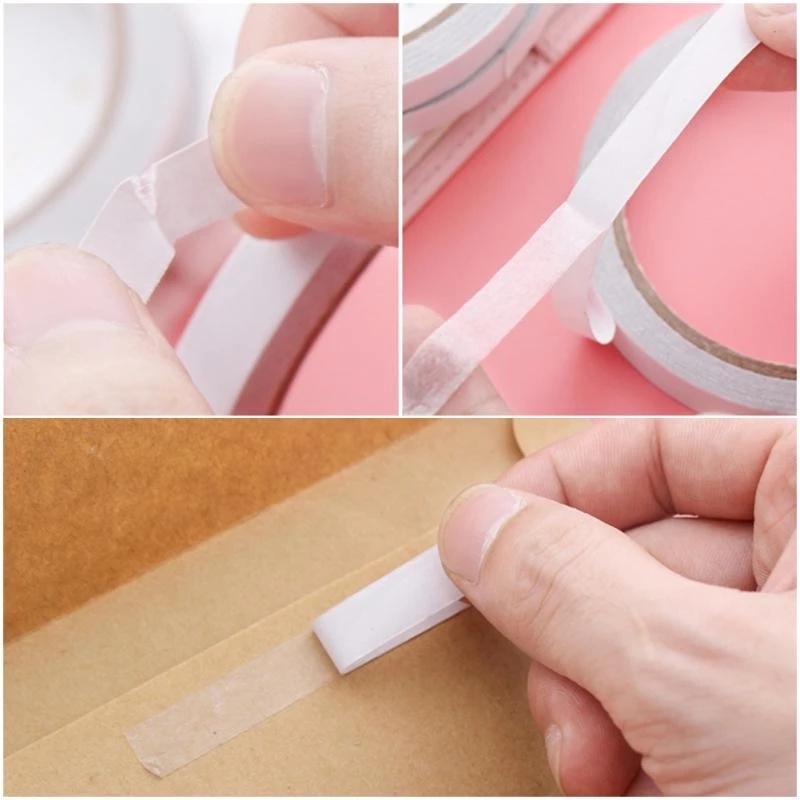 Cuộn Băng Keo Hai Mặt 6mm Siêu Mỏng Chống Nước Màu Trắng Dùng Để Sửa Chữa Đồ Thủ Công Mỹ Nghệ DIY