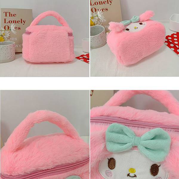 Ag Sanrio Kirby Alien Kuromi mymelody Túi Đựng Mỹ Phẩm Phối Lông Xù Nhỏ Gọn Dễ Thương