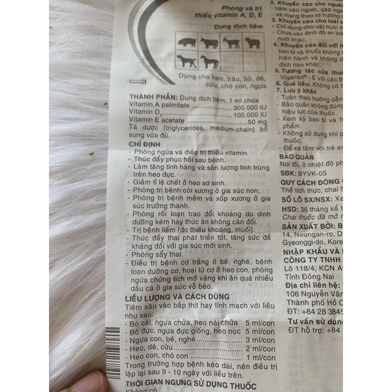 50ml Vigantol E - bổ sung vitamin A, D, E cho chó, mèo, heo, trâu, bò, bế, nghé, ngựa