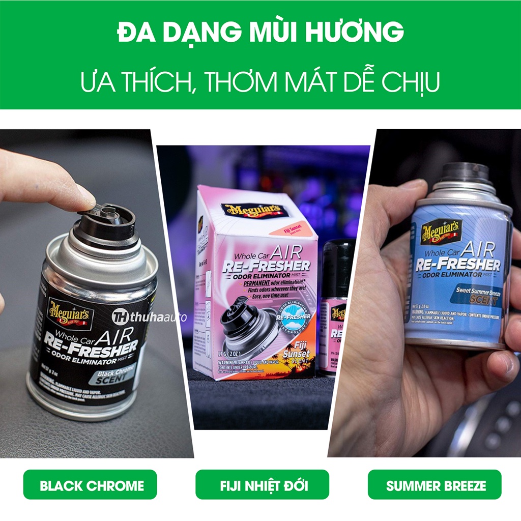 Xịt khử mùi diệt khuẩn ô tô Meguiars Air Refresher chính hãng hương thơm nước hoa cao cấp loại bỏ mùi nội thất xe hơi