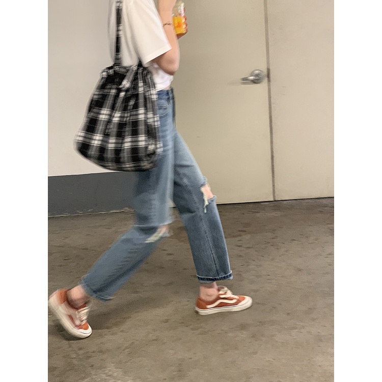 Quần jean nữ SUXI ống đứng cạp cao thời trang mùa hè