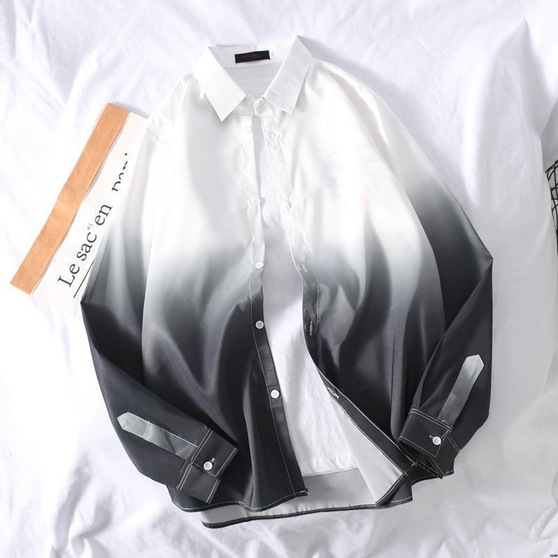 Áo Sơ Mi Tay Dài Nhuộm Màu Loang Phong Cách Hàn Quốc 2020 Cho Nam