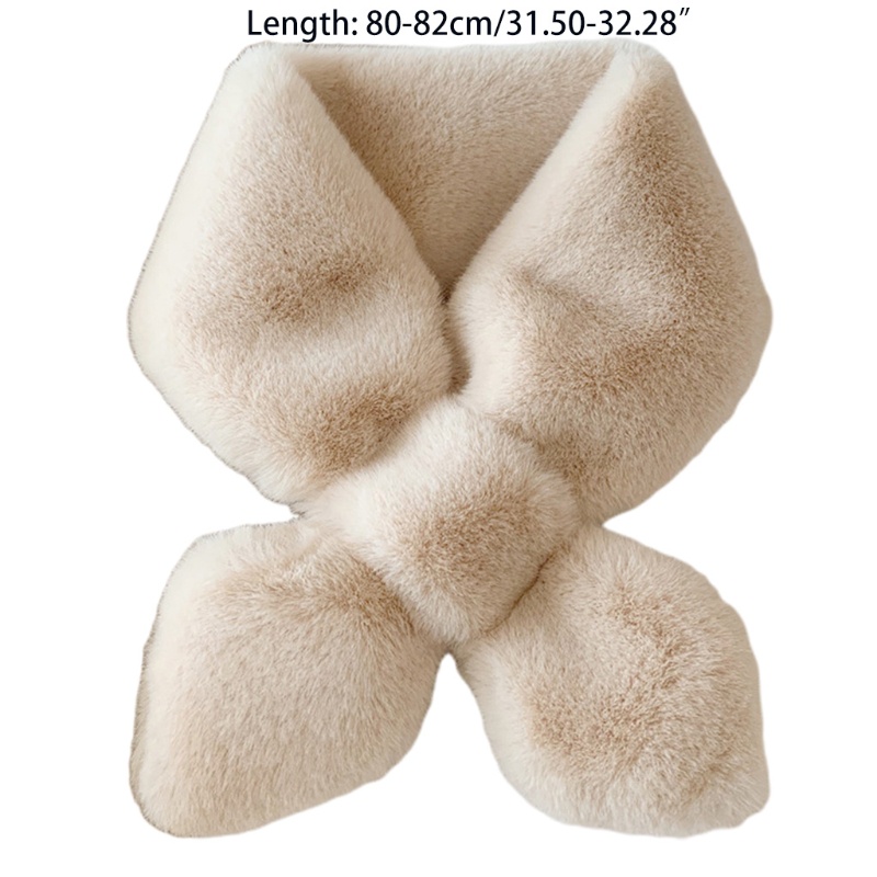 Khăn Choàng Cổ Bằng Lông Giả Màu Sắc Trơn Chống Gió Giữ Ấm Mùa Đông Cho Nữ