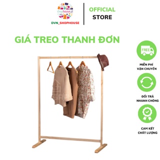 Giá Treo Quần Áo Gỗ Thanh Đơn - Kệ Treo Quần Áo Gỗ - Decor Nhà Cửa Kiểu Hàn, Chắc Chắn Bền Đẹp - KT ( C*D*R=126*88*44 )