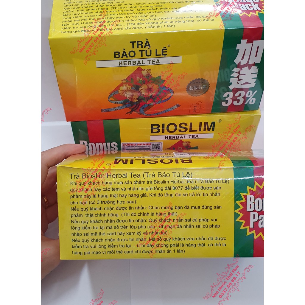 COMBO 2 HỘP TRÀ GIẢM CÂN BIOSLIM  - HỘP 40 GÓI TRÀ TÚI LỌC