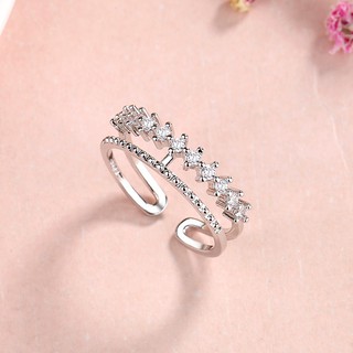 Nhẫn Nữ Bạc 2 Tầng Hàn Quốc