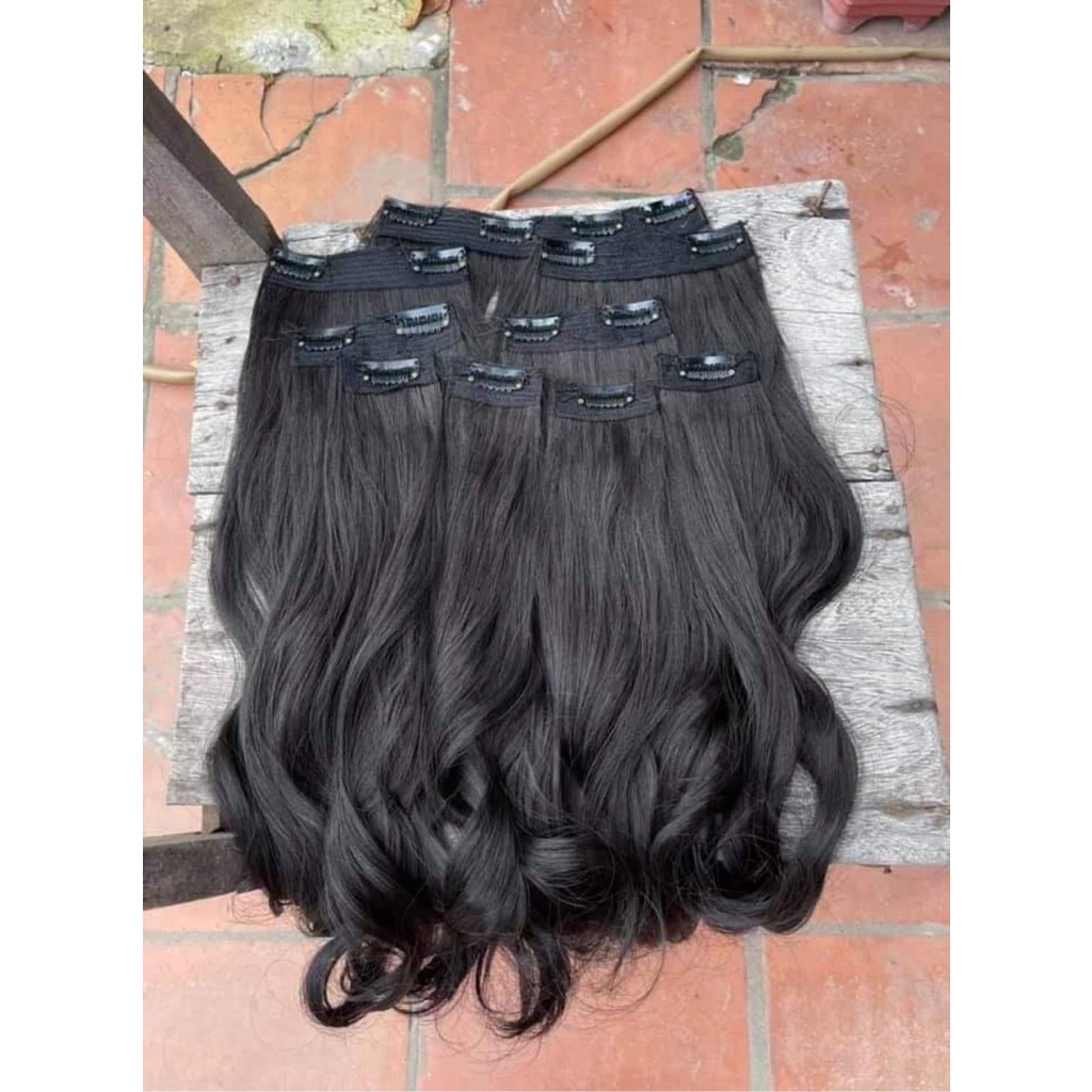 Tóc nối kẹp Phím 9 mảnh  xoăn sóng lơi / thẳng. Tóc giả nữ, kẹp làm dài và phồng tóc. Nối tóc tại nhà