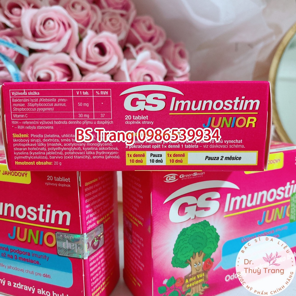 [TEM NHẬP KHẨU]  GS Imunostim Junior - Tăng cường miễn dịch và sức khỏe đường hô hấp (Hộp 20 Viên)