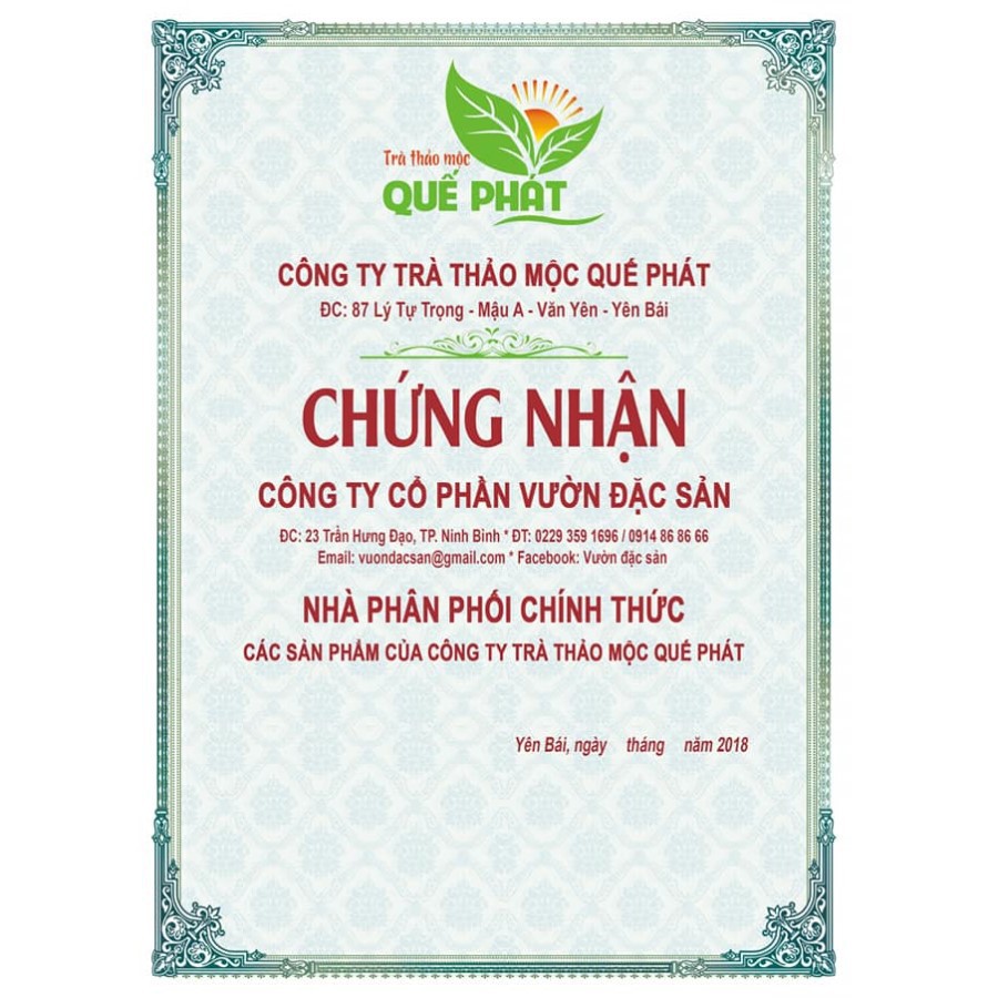 Combo 06 Hộp Trà quế Quế Phát 40g (20 túi lọc 2g) - Vườn Đặc Sản