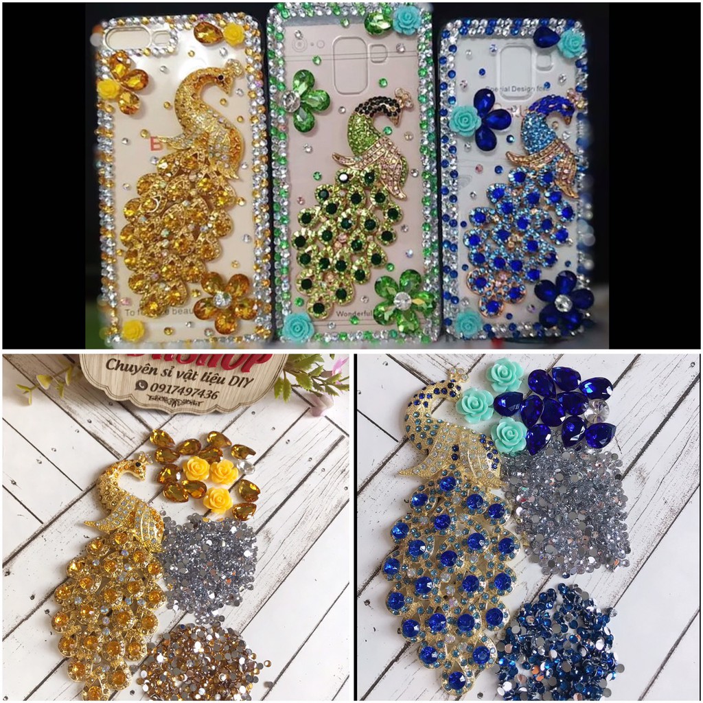 Set Trang Trí Ốp Lưng Mẫu Chim Công