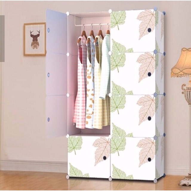 TỦ QUẦN ÁO NHỰA LĂP GHÉP 8 Ô cao 150cm rộng 75cm sâu 37cm . Tặng kèm móc treo đồ.