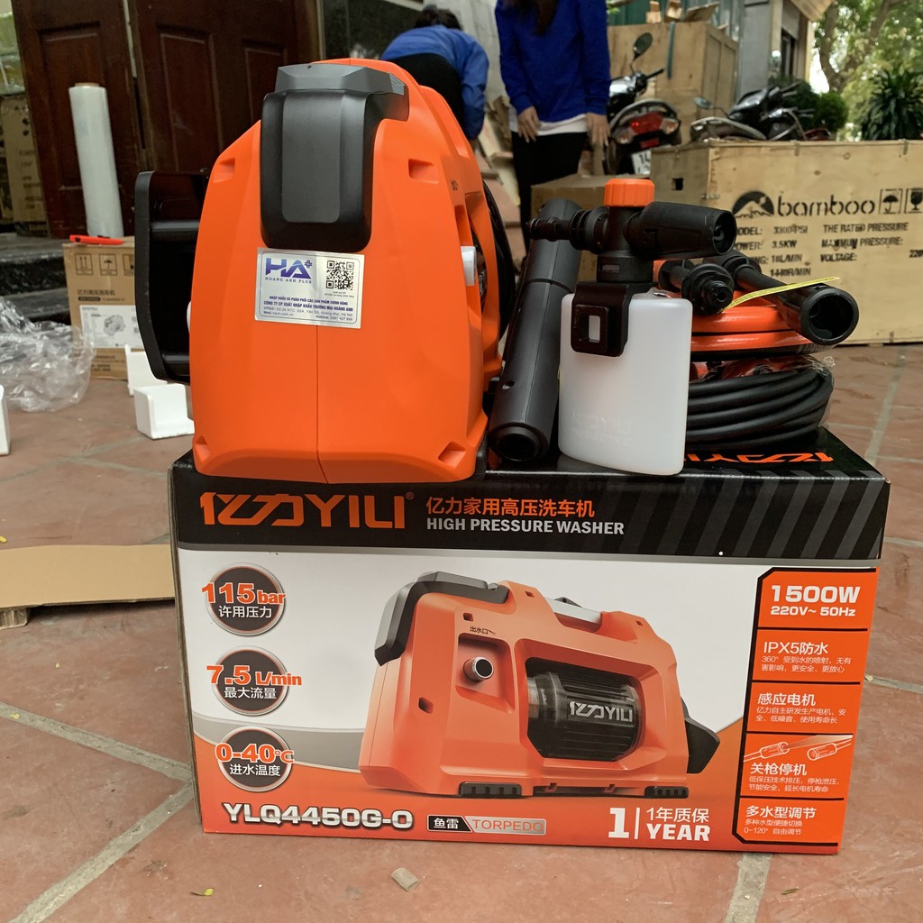 Máy Rửa Xe Gia Đình Máy Rửa Xe 1500W Yili YLQ4450G-O Bảo hành 12 Tháng, Công suất 1500W, Chính Hãng, Freeship