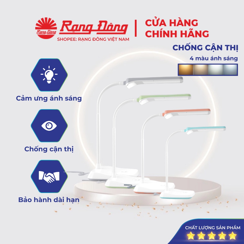 Đèn Học Để Bàn Chống Cận Rạng Đông Bảo Vệ Thị Lực Mắt 3 Mức Sáng Nút Bấm Cảm Ứng RD-RL-36