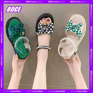 Giày sandal đế dày đính nơ phong cách La Mã