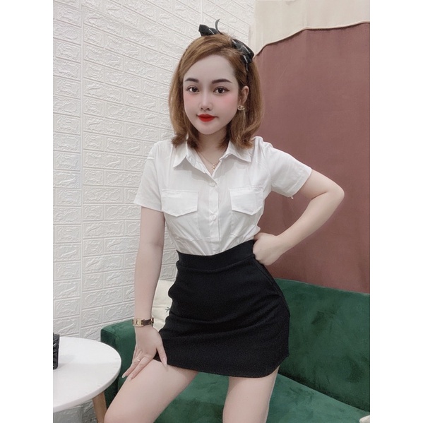 Áo sơ mi trắng 2 túi