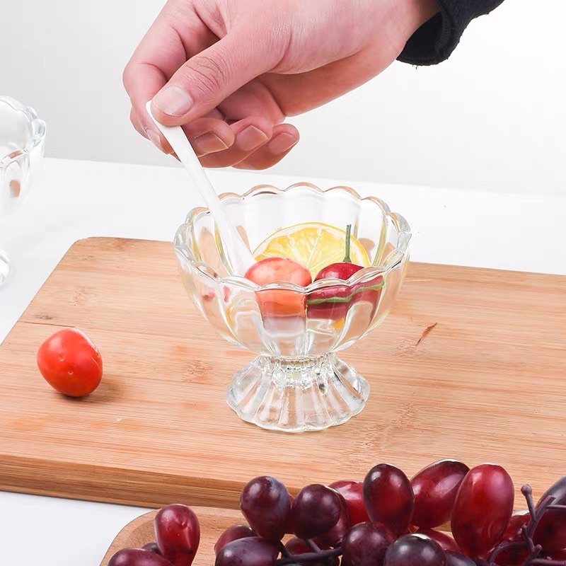 Ly thủy tinh chịu nhiệt trong suốt đựng ngủ cốc, sữa chua