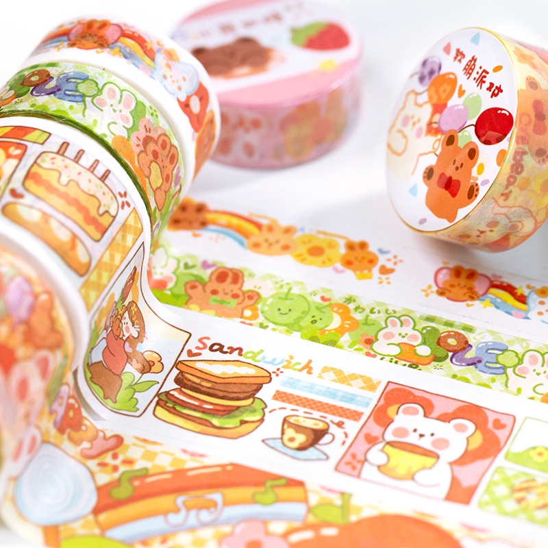 1 Cuộn Băng Keo Washi Trang Trí Diy Họa Tiết Hoạt Hình Dễ Thương