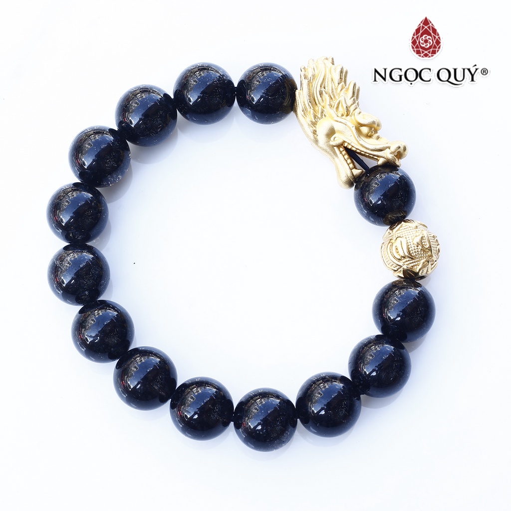 Vòng TA tóc đen phối charm rồng bạc mạ vàng - Ngọc Quý