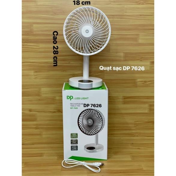 QUẠT SẠC TÍCH ĐIỆN CÓ ĐÈN LED DP-7626-7627